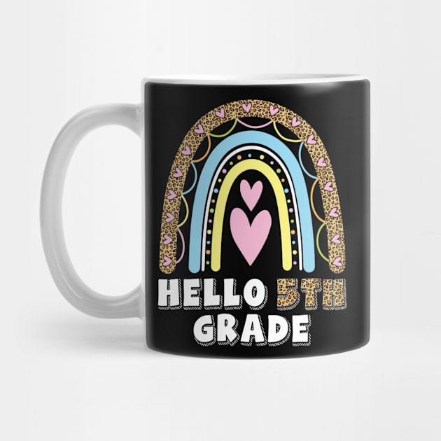 Heart Rainbow Teacher Student Back To School Hello 5th Grade by DainaMotteut